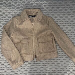 Zara Beige Soft Zipped Jacket